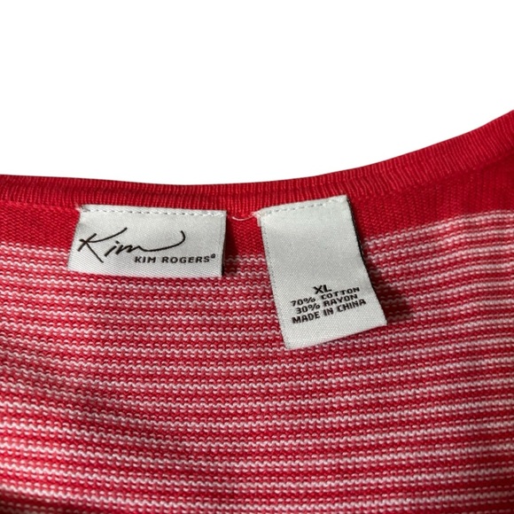 Kim Rogers Open Front Cardigan Size XL Striped Waterfall Casual - Picture 12 of 16